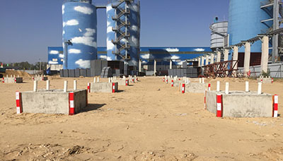 汕頭潮南紡織熱電項目電除塵器基礎(chǔ)短柱成品保護(hù)